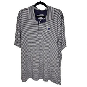Dallas Cowboys Men's XL Blue and White Striped Polo Shirt Team Logo Casual